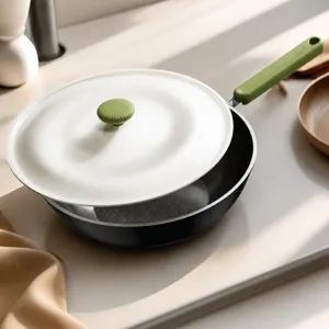 Household Titanium Ceramic Frying Pan Uncoated Non-Stick Wok With Lid Flat Skillet For Gas And Induction Cooker Cookware