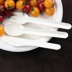 Einweg Bagasse Geschirr Set biologisch abbaubar Löffel Gabel Messer für Party Picknick