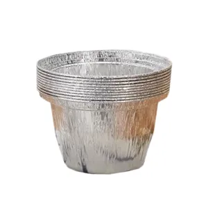 Disposable aluminum foil cups for baking pears and food packaging, round and deepened bowls.