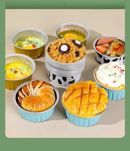 Moules de cuisson jetables en aluminium pour friteuse a air et four, petits gobelets de gateau.
