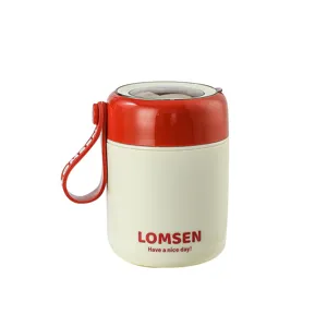 Portable insulated breakfast cup with lid and handle, perfect for oatmeal and takeout.