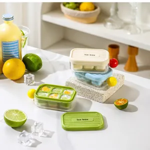 Haushalt Silikon Eiswürfelbereiter Drück-Typ Eisbox Mit Deckel Mini Gefrierschrank Eisbereiter Form Küche Esswerkzeug