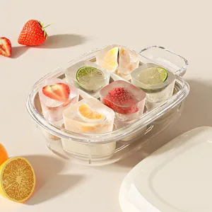 Molde para hielos transparente con tapa, herramienta de cocina para hacer cubitos de frutas.