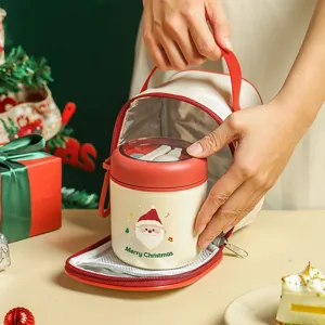 Christmas breakfast cup with thermal bag portable oatmeal cup milk cup holiday gift style