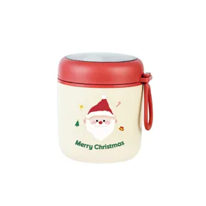 Portable Christmas breakfast cup soup cup oatmeal cup milk cup with handle and lid.