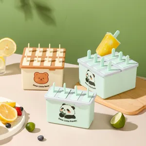 Eisportionierer Form mit Deckel, süßes Bären Panda Design, DIY Eiskugelbox für zu Hause