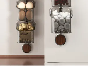 Cesta de ajo de cocina con ventosa giratoria, soporte de pared vintage sin rastro para huevos.