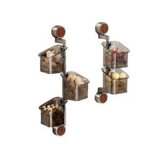 Cesta de almacenamiento de pared giratoria para cocina, ajo, huevos y jengibre con diseño retro.