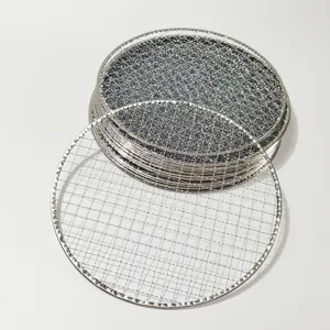 Portable Round BBQ Grill Net Stainless Steel Barbecue Mesh Grate For Outdoor Camping Charcoal Grill Tea Boiling Cooking
