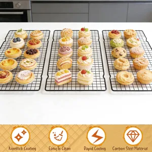 Rejilla de Enfriamiento para Hornear de Metal Diseño de Cuadrícula Antiadherente para Pan Pastel Galleta Cocina