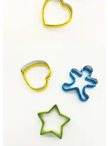 Set de cortadores de galletas de acero inoxidable, formas corazón, estrella y jengibre.