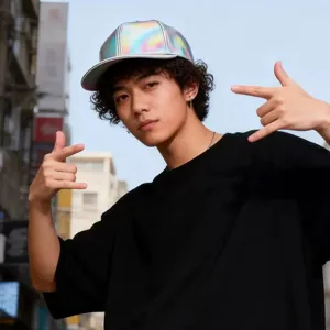 Casquette de baseball en cuir PU holographique dégradé coloré hip-hop chapeau mode urbaine