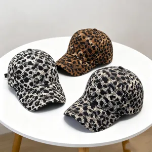 Damen Leopardenmuster Baseballkappe Verstellbar Lässig Street Trend Sonnenschutz Gebogene Krempe Dad Hat Sport Outdoor Kappe