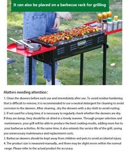 Stainless steel outdoor barbecue skewers and grill set for camping and backyard cooking parties