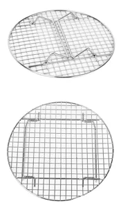 Grille de refroidissement ronde en acier inoxydable avec pieds pliables pour la pâtisserie.