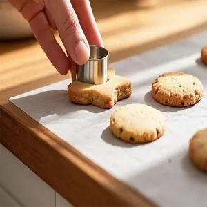 Stainless steel round cookie cutter for DIY baking, perfect for shaping cookies and pastries.
