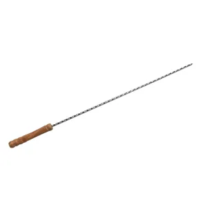 Spiedino da barbecue in acciaio inossidabile con manico in legno per grigliate all'aperto.