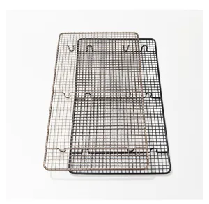 Detail shot of large rectangular cooling rack and non-stick baking wire mesh for pastry.