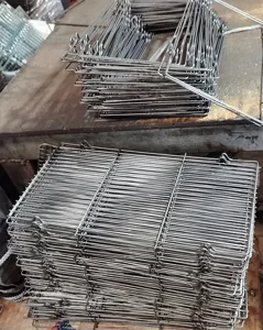 Metal wire BBQ grill mesh replacement detail shot, sturdy steel construction for outdoor camping.