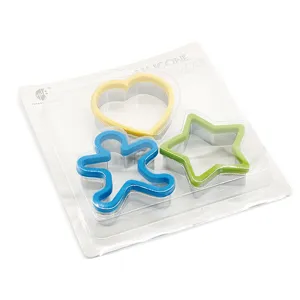 Set cortapastas de silicona y acero inoxidable, formas hombre de jengibre, corazón y estrella.