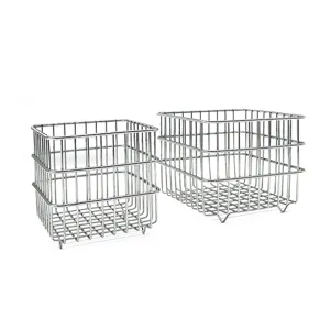 Minimalist Iron Wire Mesh Storage Basket Desktop Stationery And Cosmetics Organizer Silver Storage Rack