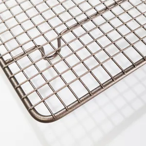 Thickened large cake cooling rack champagne gold rectangular wire grid for baking toast