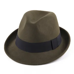 Sombrero fedora clásico de lana para mujer, estilo británico vintage sombrero de jazz.