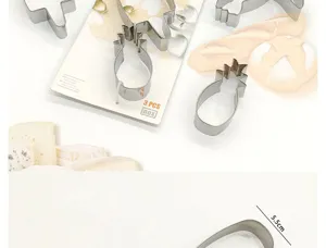 Stainless steel pineapple cookie cutter baking mold set for DIY pastry biscuit making tools