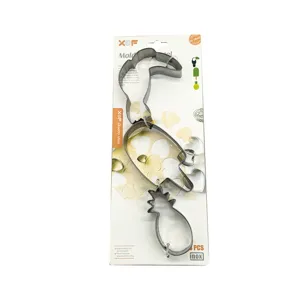 Stainless steel cookie cutter set, toucan ice pop pineapple shapes, DIY baking molds 3pcs.