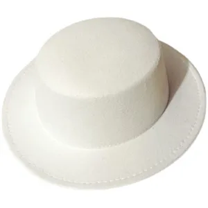 White flat top hat for men and women, classic casual fashion style woolen fedora hat.