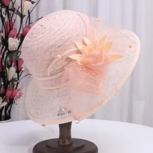 Chapeau de soleil en dentelle rose femme ete respirant pliable plage elegante jolie coiffure