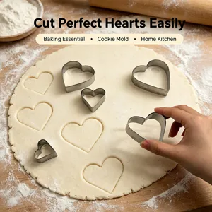 Stainless Steel Heart Shaped Cookie Cutter Set Valentine Baking Mold Cute Metal Biscuit Pastry Cutter Tool For Kitchen