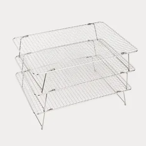 3-tier stackable stainless steel wire cooling rack for baking and cake cooling main view
