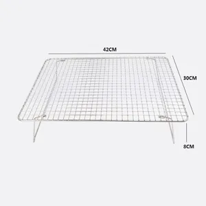 Stainless steel cake cooling rack wire baking tool with foldable legs 42x30x8cm kitchen