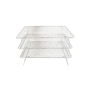 Stainless steel 3-tier cooling rack for baking, stacking wire mesh tray for cakes and cookies.