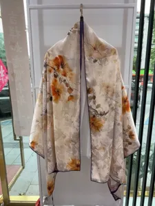 Chinese style floral print silk scarf high-end fashion long shawl versatile accessory for women