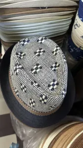 Cappello da sole Fedora a quadri uomo estate spiaggia tesa corta protezione solare tendenza