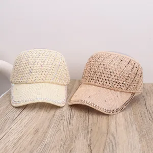 Gorra de béisbol superior vacía de diamantes de imitación trenzada de verano transpirable