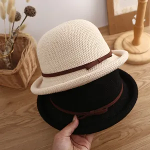 Sombrero de sol de verano para mujer sombrero de cubo tejido de paja chic bonito
