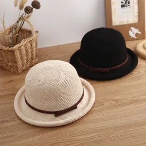 Sombrero de paja de verano para mujer elegante sombrero de sol con lazo cinta accesorio lindo