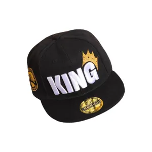Gorra de beisbol hip hop negra para ninos con bordado king y visera plana