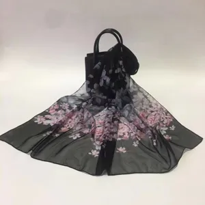 Damen Blumen Print Chiffon Schal leicht lang Strand Tuch Sommer Mode Halstuch weich.