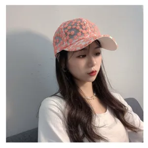 Women sweet floral embroidered mesh baseball cap summer breathable lace sun hat casual.