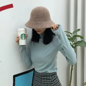 Verdikte wollen emmerhoed voor vrouwen, gezellige herfst winter Japanse gebreide bekervormige hoed.