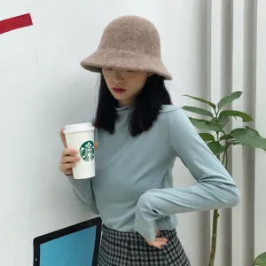 Verdikte wollen emmerhoed voor dames, herfst en winter Koreaanse stijl veelzijdige muts.
