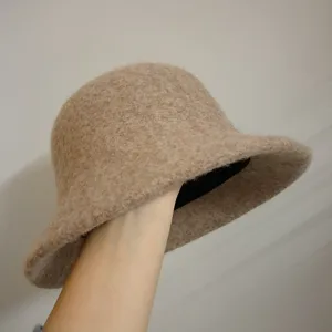 Verdikte wollen viltemmerhoed voor dames, herfst winter retro visserspet, veelzijdige koepelhoed.