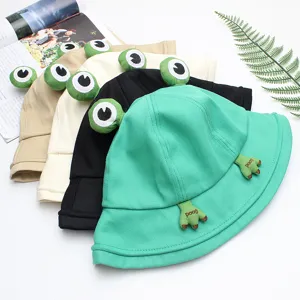Cute frog bucket hat for women summer Japanese style cartoon sun protection fisherman cap