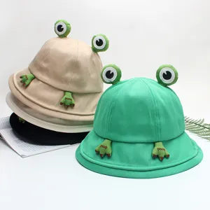 Cute frog bucket hat for women spring and summer Korean style casual cute sun protection basin hat