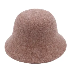 Verdikte wolvilt emmerhoed voor vrouwen, herfst en winter warme basinhoed, effen kleur.