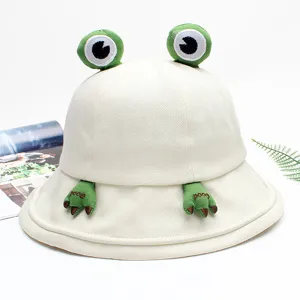 Cute cartoon frog bucket hat for women summer Japanese style sun protection fisherman cap